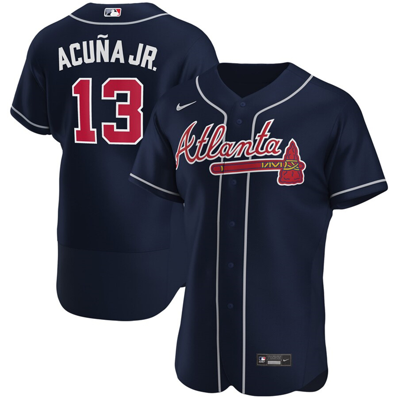 2020 MLB Men Atlanta Braves 13 Ronald Acuna Jr. Nike Navy Alternate 2020 Authentic Player Jersey 1